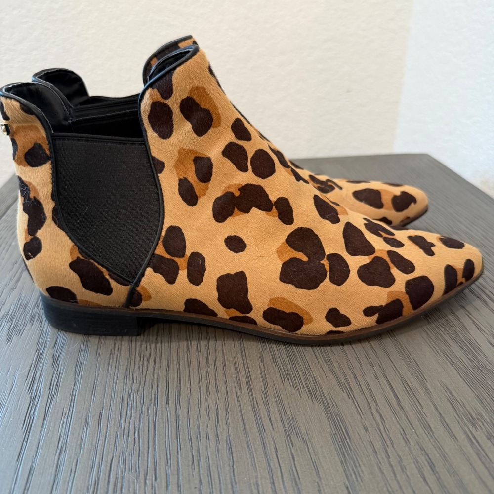 Cole Haan Grand.OS Leopard Calf Hair Chelsea Boots Pointed Toe Ankle Booties 7.5